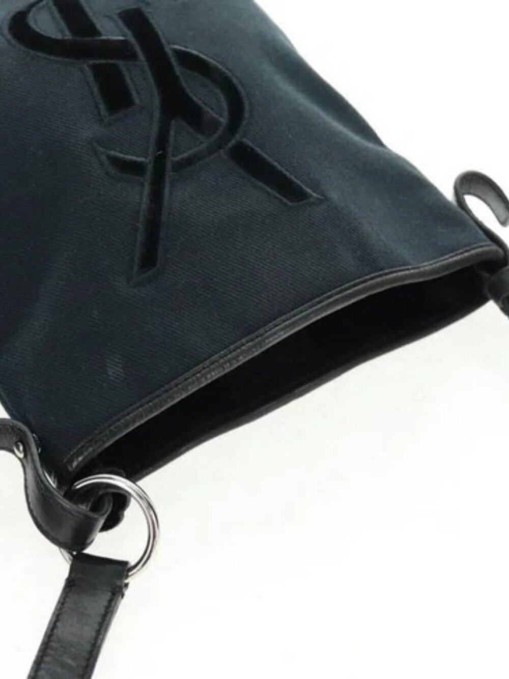 SAINT LAURENT Shoulder Bag Canvas Black Silver Auth SW1966V - Picture 6 of 16